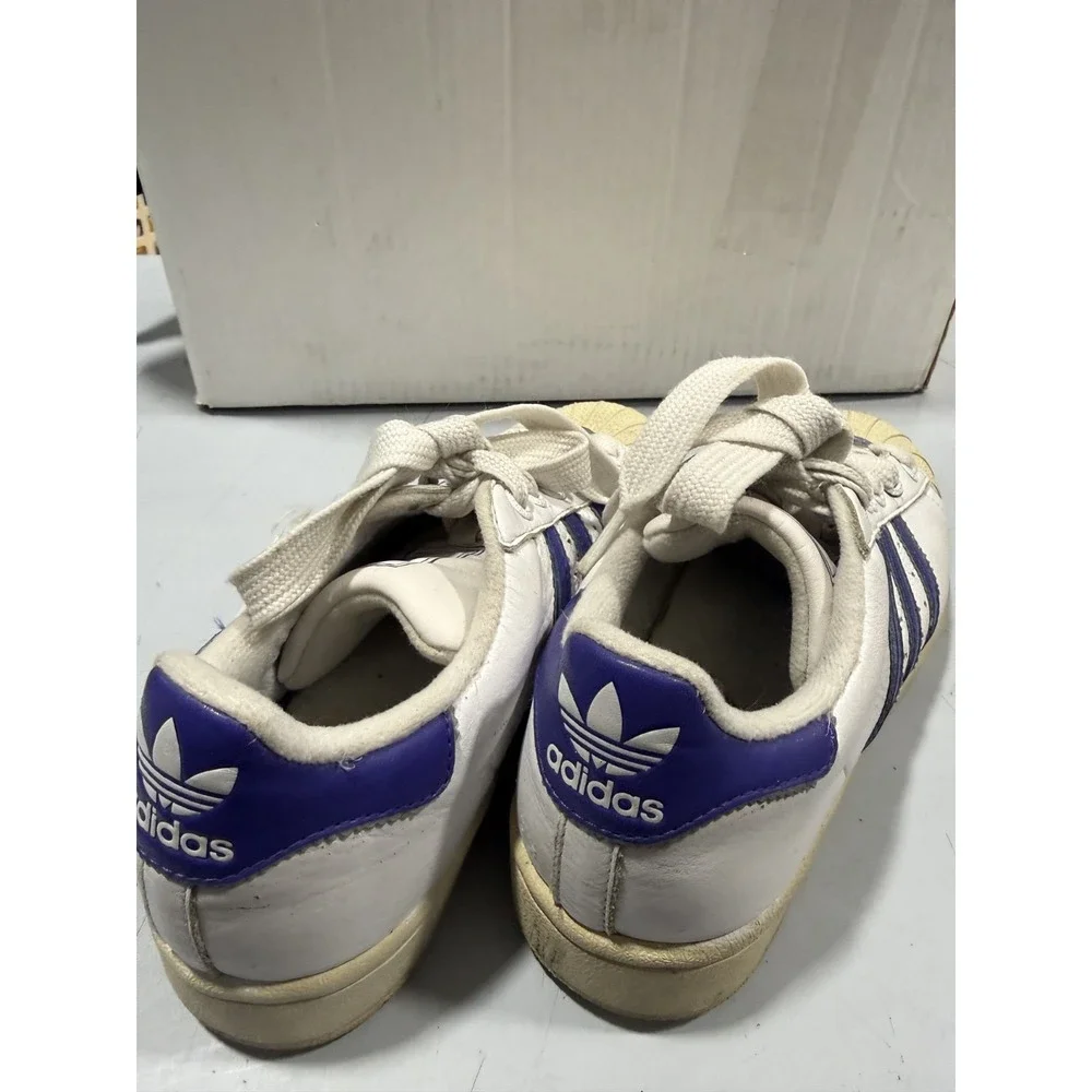 Vintage Adidas White Purple Shell Toe 90s Sneakers Athletic Shoes Size 6